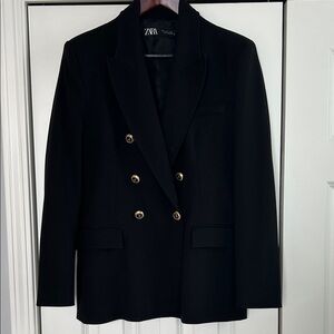 Zara Elegant Black Blazer with Gold Buttons. LG